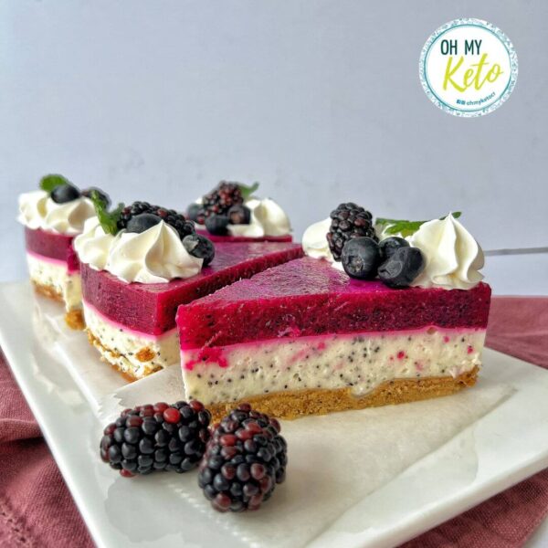Porción cheesecake de pitaya